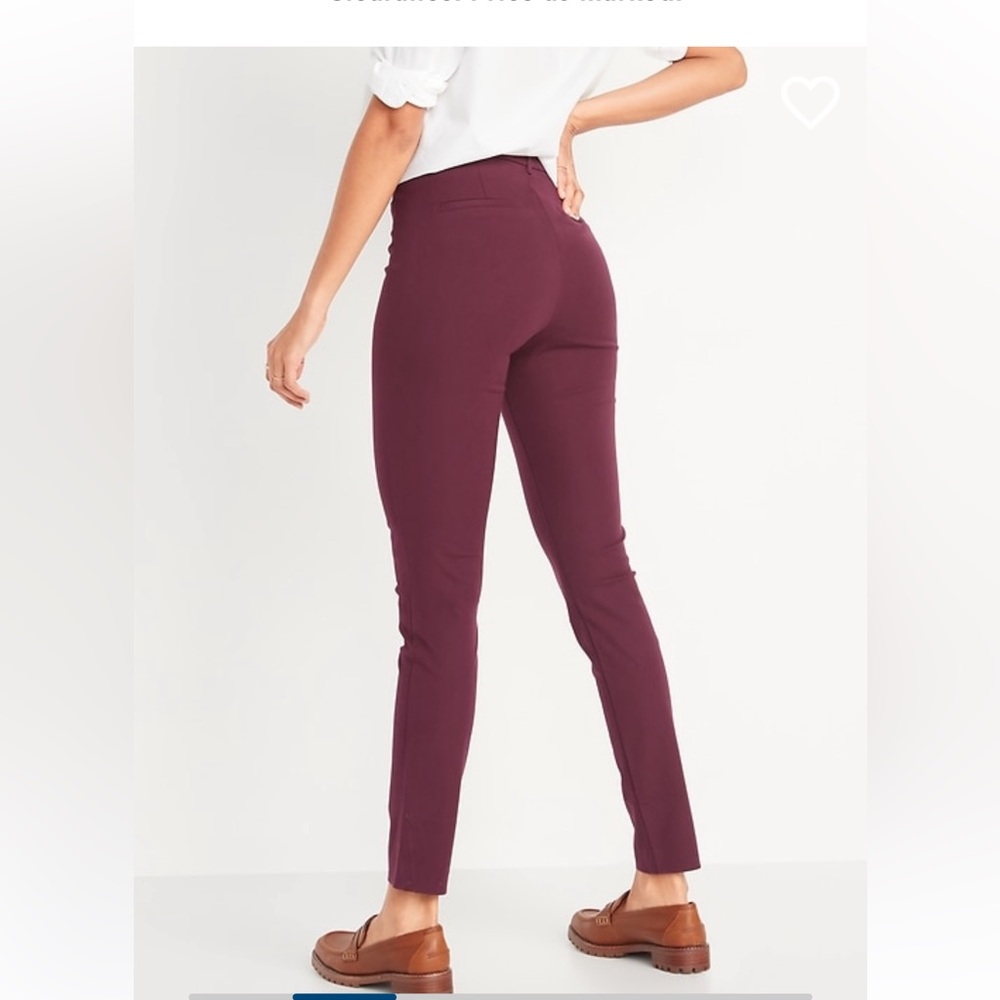 Old Navy Burgundy/Maroon High Rise Pixie Petite Fit Pants 4p - Picture 5 of 6